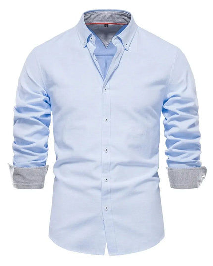 Men's Cotton Blend Oxford Shirt - Long Sleeve Casual Style