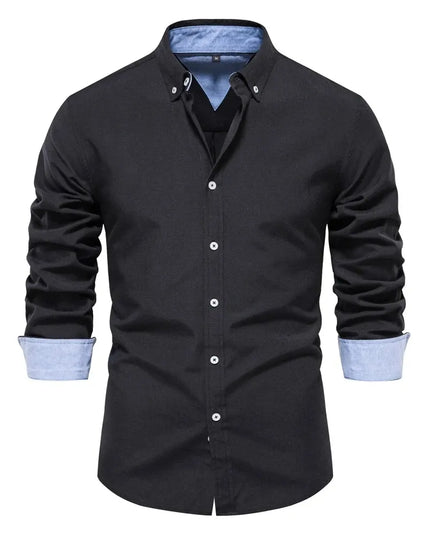 Men's Cotton Blend Oxford Shirt - Long Sleeve Casual Style