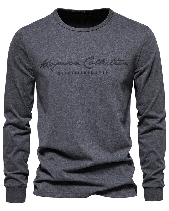 Men's Cotton Long Sleeve T-Shirt - Casual Spring Tee