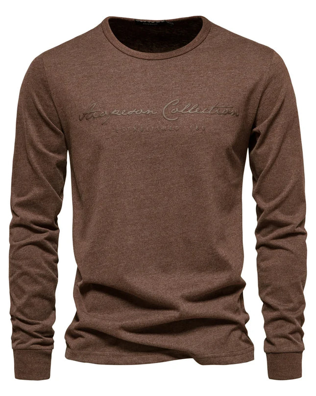 Men's Cotton Long Sleeve T-Shirt - Casual Spring Tee