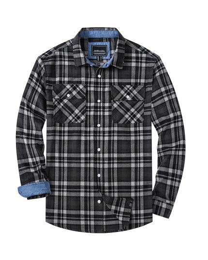 Men's Cotton Plaid Shirt - Soft & Comfortable for Outdoors