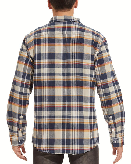 Men's Cotton Plaid Shirt - Soft & Comfortable for Outdoors
