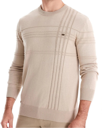 Men's Crewneck Pullover - Warm Knitted Cotton Sweater