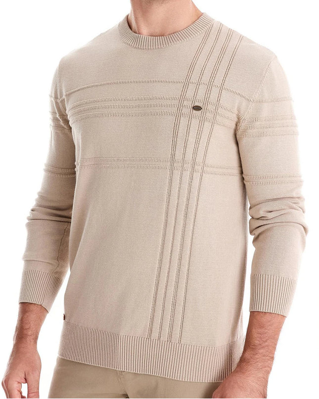 Men's Crewneck Pullover - Warm Knitted Cotton Sweater