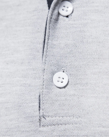 Men's Deer Embroidery Polo Shirt - Casual Long Sleeve