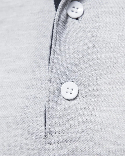 Men’s Deer Embroidery Polo Shirt - Casual Long Sleeve