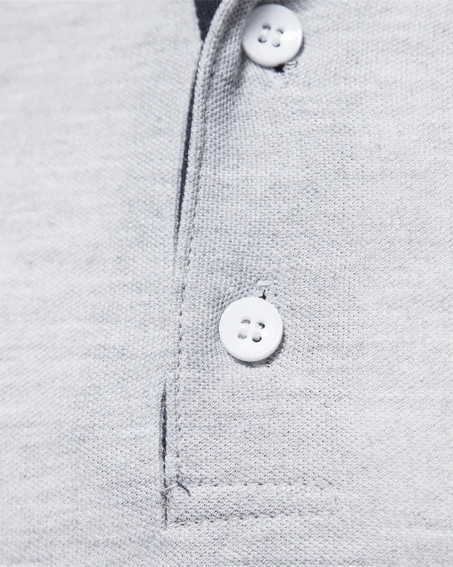 Men’s Deer Embroidery Polo Shirt - Casual Long Sleeve