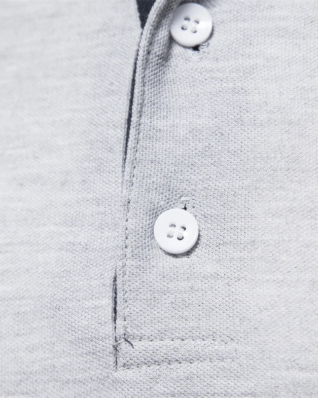 Men's Deer Embroidery Polo Shirt - Casual Long Sleeve