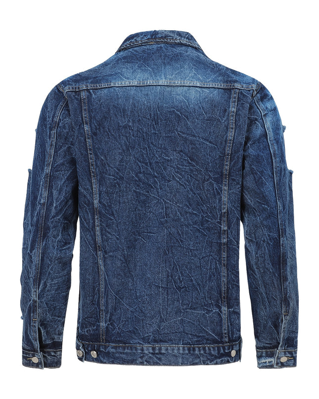 Men's Denim Jacket - Classic Blue, Loose Fit, Trendy Style