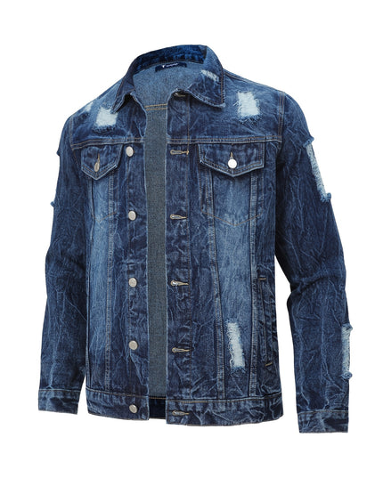 Men's Denim Jacket - Classic Blue, Loose Fit, Trendy Style
