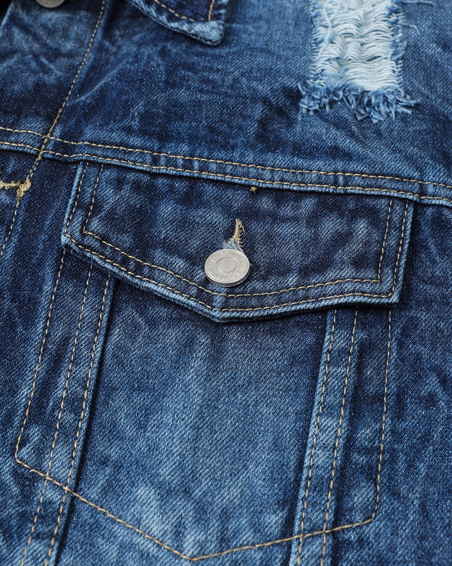 Men's Denim Jacket - Classic Blue, Loose Fit, Trendy Style