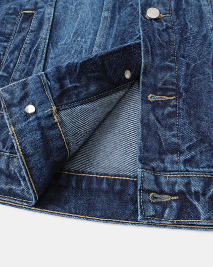 Men's Denim Jacket - Classic Blue, Loose Fit, Trendy Style