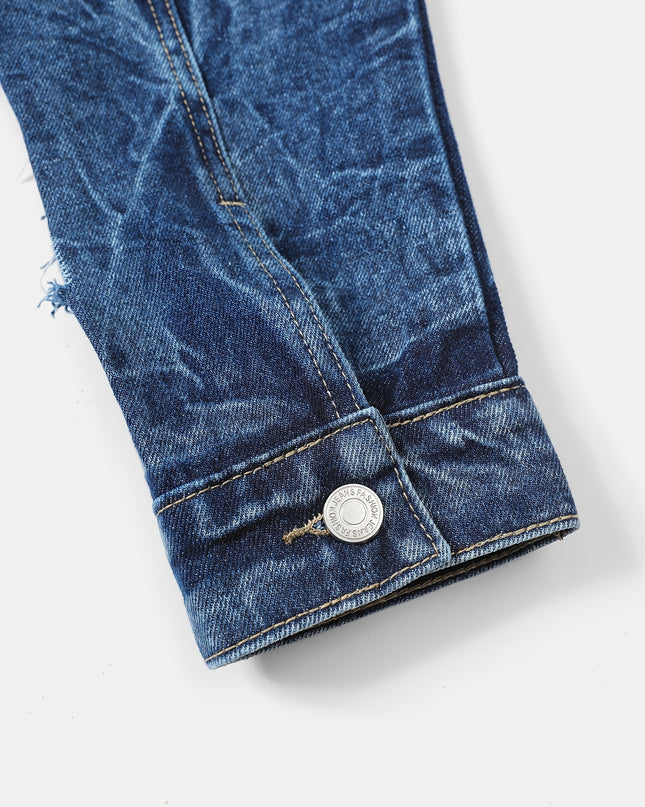 Men's Denim Jacket - Classic Blue, Loose Fit, Trendy Style
