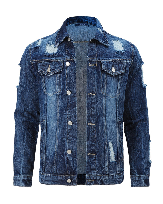 Men's Denim Jacket - Classic Blue, Loose Fit, Trendy Style
