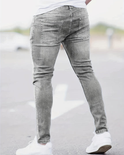 Men's Distressed Skinny Jeans - Ripped Design for Streetwear