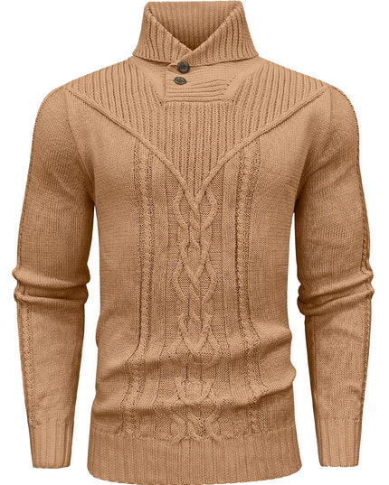 Men's Elegant Cardigan - High Collar Warm Knit Pullover