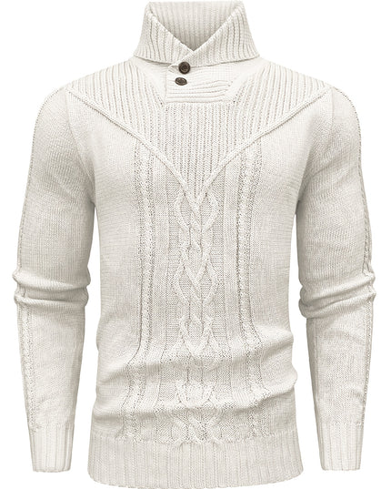 Men's Elegant Cardigan - High Collar Warm Knit Pullover