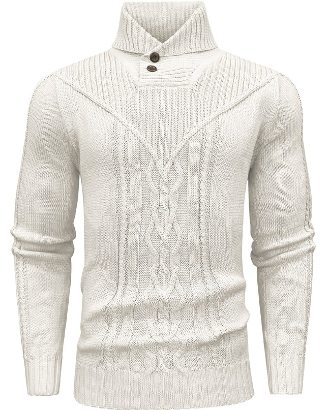 Men's Elegant Cardigan - High Collar Warm Knit Pullover