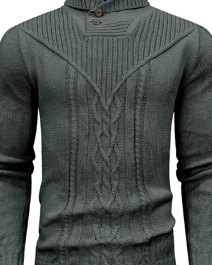 Men's Elegant Cardigan - High Collar Warm Knit Pullover