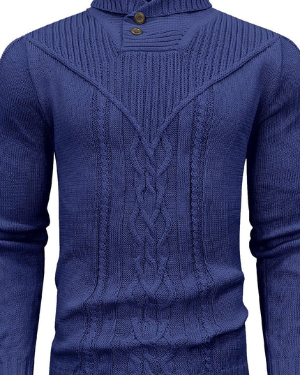 Men's Elegant Cardigan - High Collar Warm Knit Pullover
