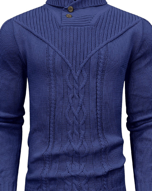 Men's Elegant Cardigan - High Collar Warm Knit Pullover