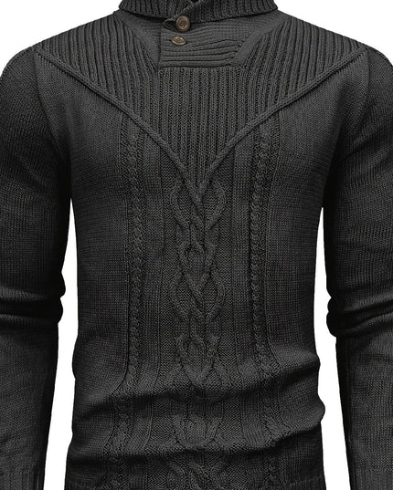 Men's Elegant Cardigan - High Collar Warm Knit Pullover