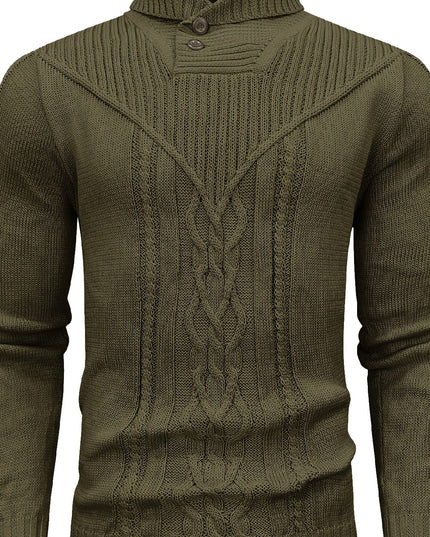 Men's Elegant Cardigan - High Collar Warm Knit Pullover