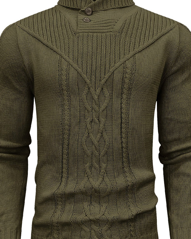 Men's Elegant Cardigan - High Collar Warm Knit Pullover