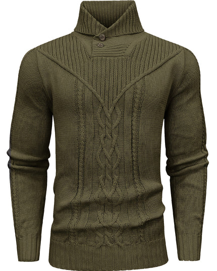 Men's Elegant Cardigan - High Collar Warm Knit Pullover