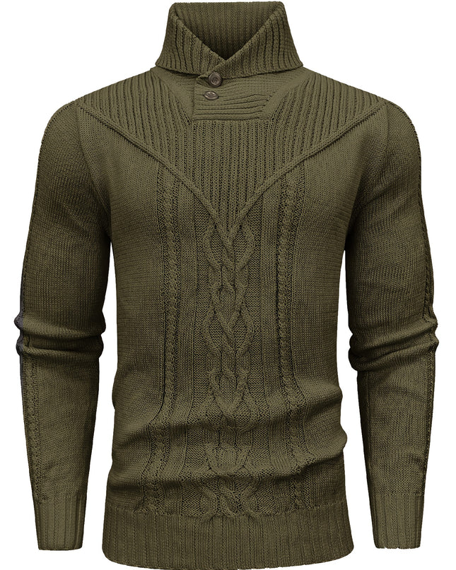 Men's Elegant Cardigan - High Collar Warm Knit Pullover