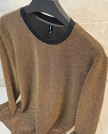 Men's Elegant Metal Fiber Long Sleeve T-Shirt - Solid Color