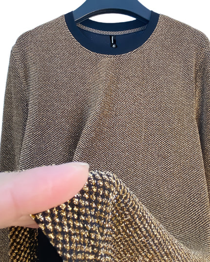 Men's Elegant Metal Fiber Long Sleeve T-Shirt - Solid Color