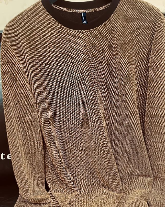 Men's Elegant Metal Fiber Long Sleeve T-Shirt - Solid Color
