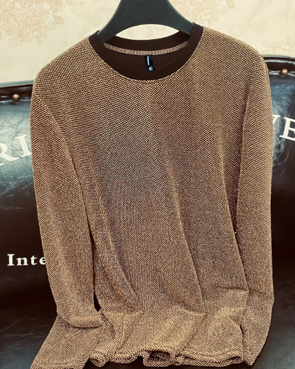 Men's Elegant Metal Fiber Long Sleeve T-Shirt - Solid Color