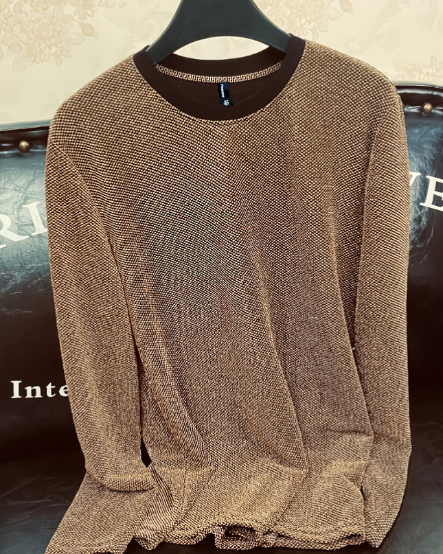 Men's Elegant Metal Fiber Long Sleeve T-Shirt - Solid Color