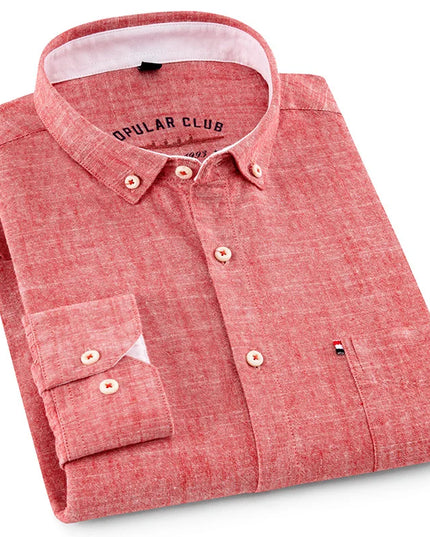 Men's Fashion Solid Color Linen Shirt - Casual to Business Style