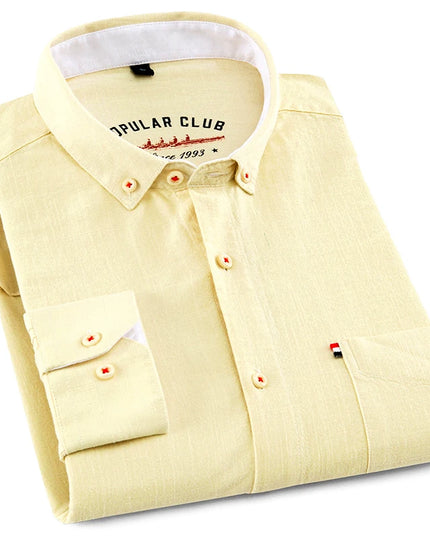 Men's Fashion Solid Color Linen Shirt - Casual to Business Style