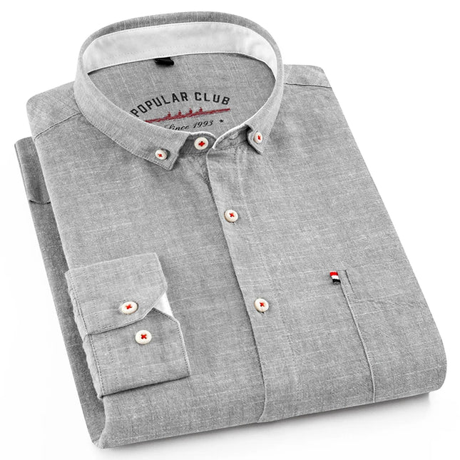 Men's Fashion Solid Color Linen Shirt - Casual to Business Style