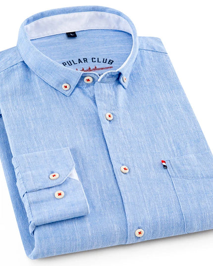 Men's Fashion Solid Color Linen Shirt - Casual to Business Style