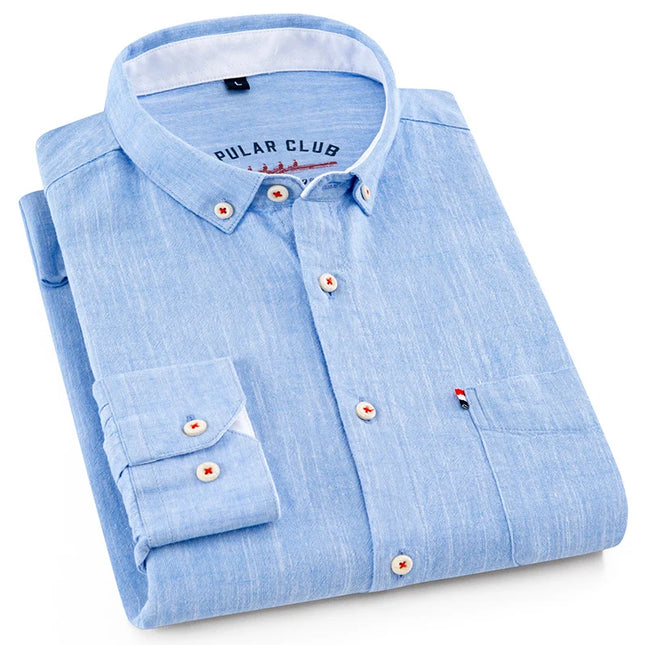Men's Fashion Solid Color Linen Shirt - Casual to Business Style