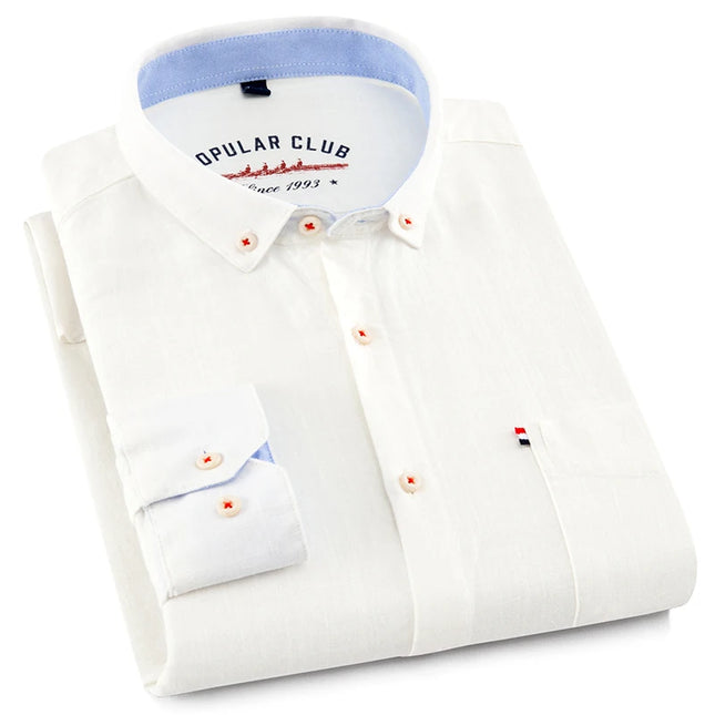 Men's Fashion Solid Color Linen Shirt - Casual to Business Style