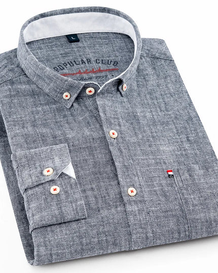 Men's Fashion Solid Color Linen Shirt - Casual to Business Style