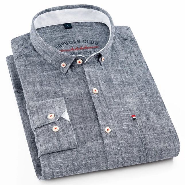 Men's Fashion Solid Color Linen Shirt - Casual to Business Style