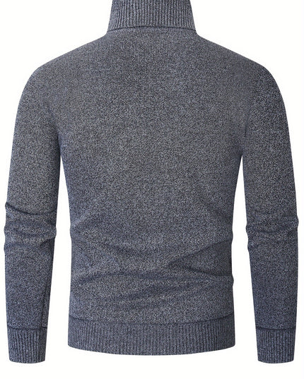 Men's Fleece-Lined Sweater - Cozy Long Sleeve Pullover