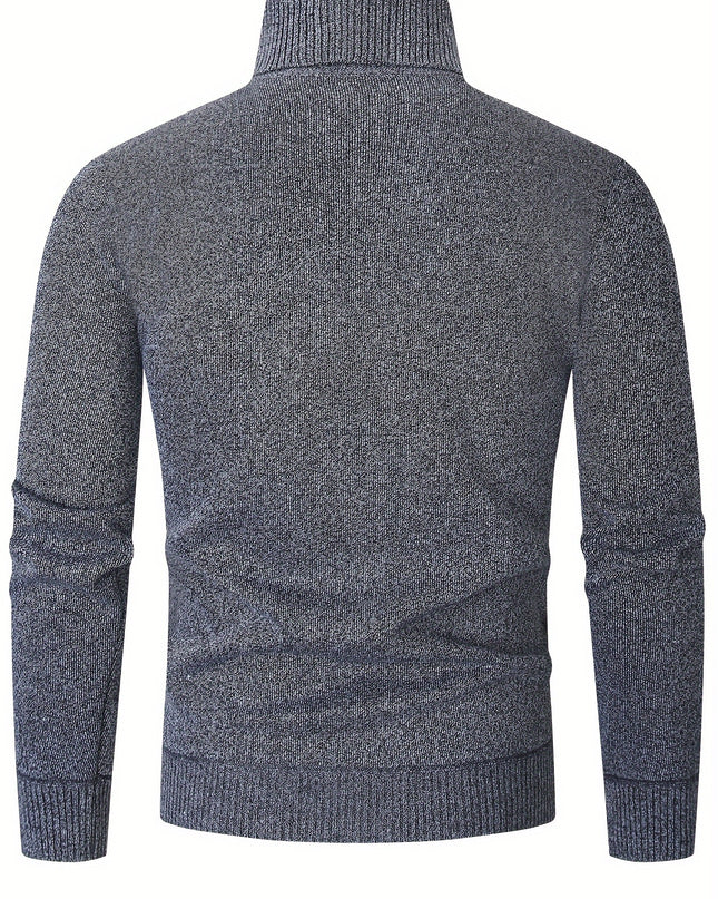 Men's Fleece-Lined Sweater - Cozy Long Sleeve Pullover