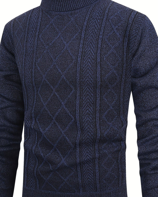Men's Fleece-Lined Sweater - Cozy Long Sleeve Pullover