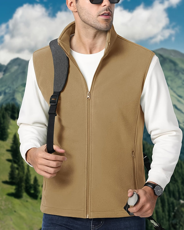 Men's Fleece Vest Jacket - Lightweight, Sleeveless, Casual Outdoor