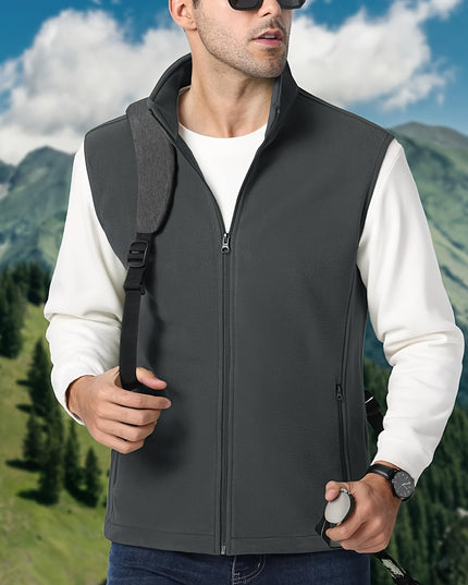 Men's Fleece Vest Jacket - Lightweight, Sleeveless, Casual Outdoor