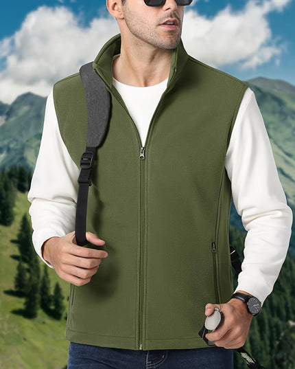 Men's Fleece Vest Jacket - Lightweight, Sleeveless, Casual Outdoor
