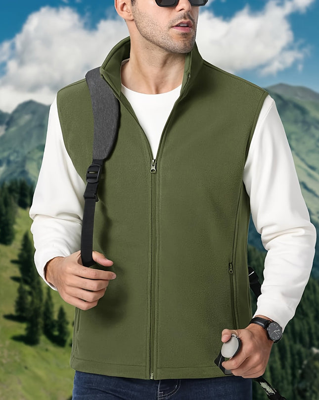 Men's Fleece Vest Jacket - Lightweight, Sleeveless, Casual Outdoor